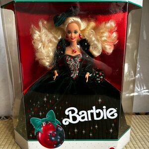 Holiday Barbie Doll in green velvety gown,unopened, box good condition